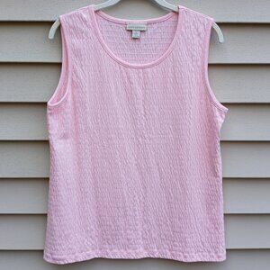 Appleseed's Women's Stretchy Smocked  Sleeveless Tank Top Cotton Blend Pink
